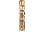 Libreria Girevole - Scaffale Espositivo - 6 Livelli - Girabile A 360° - Conservazione E Organizzazione - Legno - Autoassemblaggio - Naturale