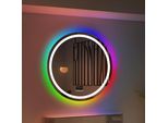 Specchio Da Bagno A Led - Led Rgb Rotondo - Illuminazione Anteriore E Posteriore - Dimmerabile - Senza Nebbia - Altoparlante Bluetooth - 80/90 Cm - Grigio Chiaro