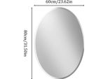 Specchio Ovale - Specchio Da Parete - 60 X 80 Cm - Vetro Molato - Senza Cornice - Formato Verticale O Orizzontale - Bianco
