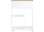 Scrivania E Schedario Per Stampanti - ASK10-WN - Piedistallo Mobile Con Scomparti - Carrello Per Ufficio Su Rotelle - Bianco