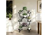 Supporto Per Piante - Scaffale Per Fiori - 9 Livelli - Con Rotelle - Metallo - Per Balcone E Giardino - Nero