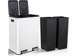 Cestino Per La Raccolta Differenziata - Cestino A Pedale A Doppia Camera - 60 L Totali - Acciaio Inox - Cestino Interno Estraibile - Grigio Chiaro
