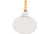 Buccia Per Pizza Per Forno A Legna - Buccia Per Pizza - Acciaio Inox - Manico In Legno - Superficie 25,5 X 30 Cm - Lunghezza Totale 43,5 Cm - Argento