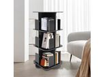 Libreria Girevole - Libreria Autoportante A 3 Livelli - Ruotabile A 360° - Salvaspazio - Con Bordo Di Sicurezza - Nero