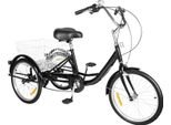 Triciclo Per Adulti - Bicicletta A 3 Ruote - 8 Velocità - Ruote Da 50 Cm - Doppio Freno A Disco - Sella Regolabile - Carico Massimo 110 Kg - Nero. Carico 110 Kg - Nero