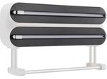 Portarotolo 3 In 1 Da Parete - Dispenser Per Pellicola Trasparente E Fogli Di Alluminio - 2 Ganci - Per Carta Da Cucina ≤15×28,5 Cm - Fogli Di Alluminio Non Inclusi - Nero