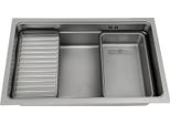 Lavello Da Cucina - Vasca Singola In Acciaio Inox - Senza Rubinetto - Con Troppopieno - Bassa Rumorosità - Facile Da Pulire - Grigio Argento