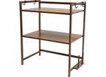 Scaffale Da Cucina - Supporto Per Microonde/Mensola Da Cucina - 2 Livelli - Bambù - 4 Ganci - 55×35×67 Cm - 10-12,5 Kg Per Livello - Plum