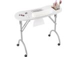 Tavolo Per Unghie - Tavolo Per Manicure - Aspirazione Della Polvere Integrata - 4 Rotelle - Sacchetto Filtrante - Per Salone Per Unghie - Bianco