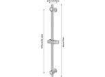Asta Doccia Con Binario Scorrevole - 54 Cm - Regolabile In Altezza - Supporto Per Soffione A 360° - Acciaio Inox - Manicotto Antiscivolo In Abs - Grigio Chiaro