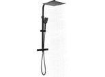 Sistema Doccia - Colonna Doccia - Termostato - Asta Telescopica Regolabile In Altezza - Doccia A Pioggia E Doccetta - Soffione Quadrato - Acciaio Inox - Nero