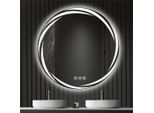 Specchio Da Bagno A Led - Specchio Da Parete Rotondo - 80X80 Cm - Senza Nebbia - Retroilluminato - 3 Temperature Di Colore Regolabili - Senza Cornice - Grigio Chiaro