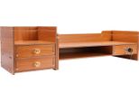 Supporto Per Monitor - Alzata Per Monitor E Organizer Da Scrivania - Con Cassetto E Vano Laterale - Mdf - Portata 5 Kg - Dimensioni 48×20×13,5 Cm, Lunghezza Totale 65,5 Cm - Finitura Effetto Legno