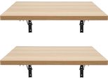 Set Di 2 Banchi Da Lavoro A Parete - Modello Pieghevole - Portata 226,8 Kg - Legno E Acciaio - Dimensioni 60×58×25 Cm Per Banco - Per Officina/Garage/Ufficio/Casa