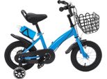 Bicicletta Per Bambini - Ruote Da 30 Cm - Ruote Da Allenamento - Doppio Freno A Disco - Portabottiglie E Cestino - Per 2-5 Anni - Altezza 80-105 Cm - Blu