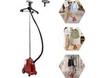 Vapore Per Indumenti - Apparecchio A Stelo Con Asta - 2200 W - Serbatoio Dell'acqua Da 3 L - 90 Minuti Di Vapore - Asta Regolabile Da 1,3-1,75 M - Spina Ue - Con Rotelle - Rosso