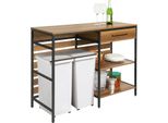 Carrello Da Cucina - Carrello Da Portata - Stile Vintage - Ripiani Aperti - Cassetto - Con Rotelle - 120×90×45 Cm - Necessario Il Montaggio - Marrone