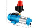 Pompa Per Acqua In Acciaio Inox - Pompa Centrifuga Di Superficie - Portata 4000 L/H - Prevalenza 98 M - Pressione 9,8 Bar - IP44 - Spina Ue