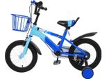 Bicicletta Per Bambini - Ruote Da 35 Cm - Con Rotelle - Telaio In Acciaio - Freno A Tamburo Posteriore - Per 4-6 Anni/95-105 Cm - Blu