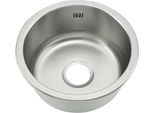 Lavello In Acciaio Inox 201 - Lavello Rotondo Sottopiano - Diametro 41 Cm - Vasca Singola - Superficie Spazzolata - Senza Rubinetto - Argento