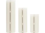 Piedistalli Cilindrici Pieghevoli - Set Di 3 Colonne Espositive - 60/80/100 Cm - Rotondo Autoportante - Carta + Pvc - Portata 25-30 Kg Per Pezzo - Bianco Latte
