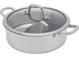 Pentola Per Hotpot/Fonduta - Split Yin-Yang - 32 Cm - Acciaio Inox 304 - Con Cucchiai - Verde Militare