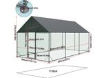 Pollaio E Recinto Per Polli - 2XL - Struttura In Ferro E Metallo Per Impieghi Gravosi - Con Copertura E Rete In Nylon - Per Giardino All'aperto - Argento