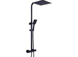 Sistema Doccia Per Bagno - Set Doccia A Pioggia - Soffione 30 X 30 Cm - Doccetta - Asta Doccia Regolabile - Acciaio Inox - Nero