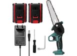 Mini Motosega - Sega Per Potatura A Batteria - Lama Da 15 Cm - 20 V - 2 Batterie - Motore A Spazzole - Spina Ue - Peso 1,09 Kg - Rosso Cremisi
