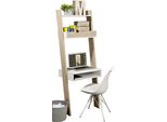 Libreria Con Scrivania - Postazione Di Lavoro Con Ripiani - 65 X 176 X 40 Cm - A Libera Installazione - Salvaspazio - Per Ufficio/Ufficio Domestico - Necessario Il Montaggio - Bianco