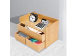 Organizzatore Da Scrivania In Bambù - Organizzatore Da Scrivania Con 3 Cassetti - Rettangolare - Bambù Naturale - Per Piccoli Oggetti In Ufficio E A Casa - Nero