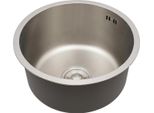 Lavello Da Cucina - Rotondo Sottotop - Diametro 41 Cm - Acciaio Inox 304 - Monovasca - Senza Rubinetto - Profondità 19 Cm - Argento
