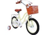 Bicicletta Per Bambini - Ruote Da 35 Cm - Regolabile In Altezza - Ruote Di Supporto E Cestino - Freno A V Anteriore, Freno Posteriore - Telaio In Acciaio - Per Bambine 3-7 Anni - Giallo Chiaro
