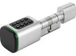 Cilindro Elettronico Per Porte - Cilindro Di Chiusura Da 60 Mm - App, Pin, Scheda, Chiave - Protezione IP5X Contro Polvere E Spruzzi - 100 PIN/100 Schede - Per Porte Da 35-45 Mm - Argento