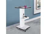 Carrello Da Salone - Carrello Con Maniglia, 3 Livelli - 4 Ruote (2 Con Freno) - Portata Circa 40 Kg - 34×38×69 Cm - Legno E Metallo - Bianco