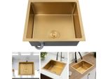 Lavello Per Cucina/Bar - Lavello A Una Vasca - Acciaio Inox 201 - Rettangolare - Incasso O Sottopiano - Senza Rubinetto - 1 Foro - Oro