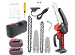 Mini Motosega - Motosega A Batteria - Lama Da 10/15 Cm - 21 V - Blocco Di Sicurezza - 2 Catene - Spina Ue - Portatile - Giallo Scuro
