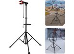 Cavalletto Per Montaggio Biciclette - Cavalletto Pieghevole Per Riparazioni - Per Mtb E Bici Da Strada - Altezza 107,9-189,8 Cm - Portata 50 Kg - Barra Di Serraggio 35 Cm - Acciaio Al Carbonio E Nylon - Nero/Rosso
