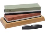 Set Di Pietre Per Affilare - Pietra Per Affilare Su Entrambi I Lati - Grana 400/1000 E 3000/8000 - Con Base - Misura L - Multicolore