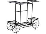Scaffale Per Piante A Carrello - Portafiori - 6 Livelli - Metallo - Stile Parigino - Per Interni Ed Esterni - Nero