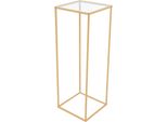 Portafiori In Metallo - Piedistallo Per Fiori - Rettangolare - Altezza 80 Cm - Base 28×28 Cm - Indipendente - Capacità Di Carico Fino A 5 Kg - Oro