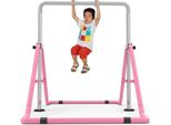 Barra Ginnica Per Bambini - Barra Ginnica Regolabile In Altezza - Altezza 85-129,5 Cm - Pieghevole 108×43 Cm - Supporto 108×148,5 Cm - Portata Fino A 100 Kg - Acciaio+Pe - Rosa