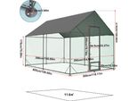Recinto Per Polli In Metallo - Pollaio - Extra Large - Struttura In Ferro Resistente - Con Tetto E Rete In Nylon - Per Esterni - Grigio