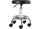 Sgabello Per Salone E Parrucchieri - Sgabello Girevole Regolabile In Altezza - Girevole A 360° - 5 Ruote - Max. 150 Kg - Altezza Seduta 45-57 Cm - Pelle Fintapoliuretanonera