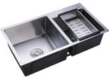 Lavello - Doppia Vasca - Acciaio Inox 201 - Insonorizzato E Resistente Alla Corrosione - Con Cestello Di Scarico - Sifone A U 62 Cm - Senza Rubinetto