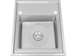 Lavello Da Cucina - Doppia Vasca - Acciaio Inox 201 - Lavello Da Appoggio - Senza Rubinetto - Carico Massimo 300 Kg - Tubo Di Scarico 60 Cm - Argento