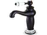Miscelatore Retrò Per Lavabo - Miscelatore Monocomando - Incasso - 1 Foro - Caldo/Freddo - Corpo In Ottone - Cartuccia In Ceramica - Nero