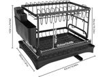 Scolapiatti - 2 Livelli - Capacità Di Carico 20 Kg - Scarico Ruotabile A 360° - Distanza Tra I Livelli 19,5 Cm - Acciaio Al Carbonio + Plastica - Nero