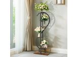 Portapiante - Scaffale Per Fiori - Altezza 153 Cm - Verticale A S - 5 Livelli - Legno - Nero/Marrone