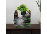 Fontana D'acqua Per Interni Feng Shui - Fontana Da Tavolo - Illuminazione Led - Pompa 220V - Nebulizzatore 24V - Potenza 4W - Resina E Vetro - Design Moderno